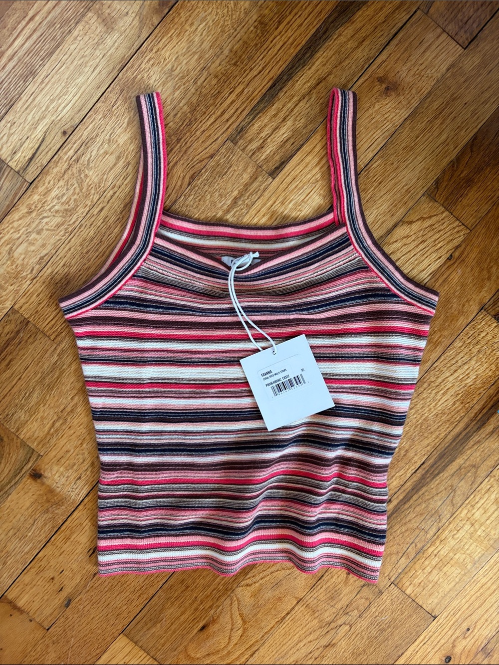 pistola Pink Multi-Stripe Ribbed Tank Top